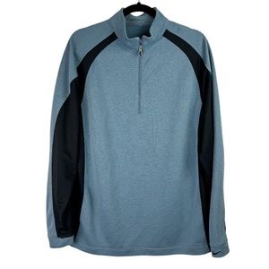 Men's Blue and Black Quarter-Zip Shirt